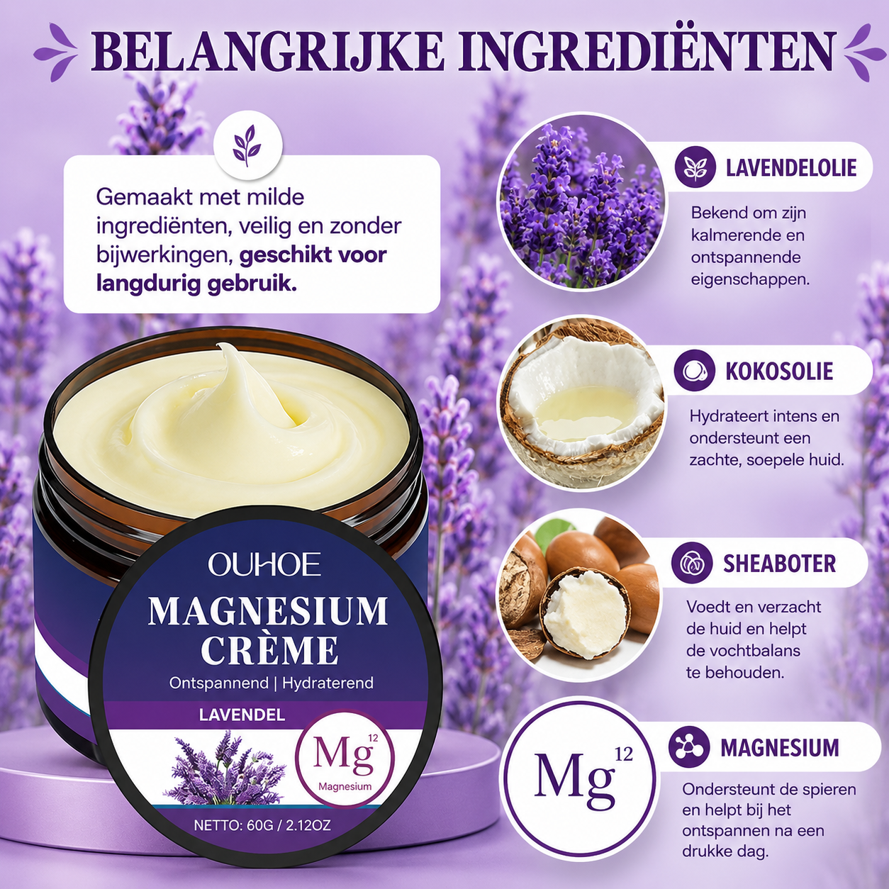 Magnesium Ontspanningscrème – Lavendel
